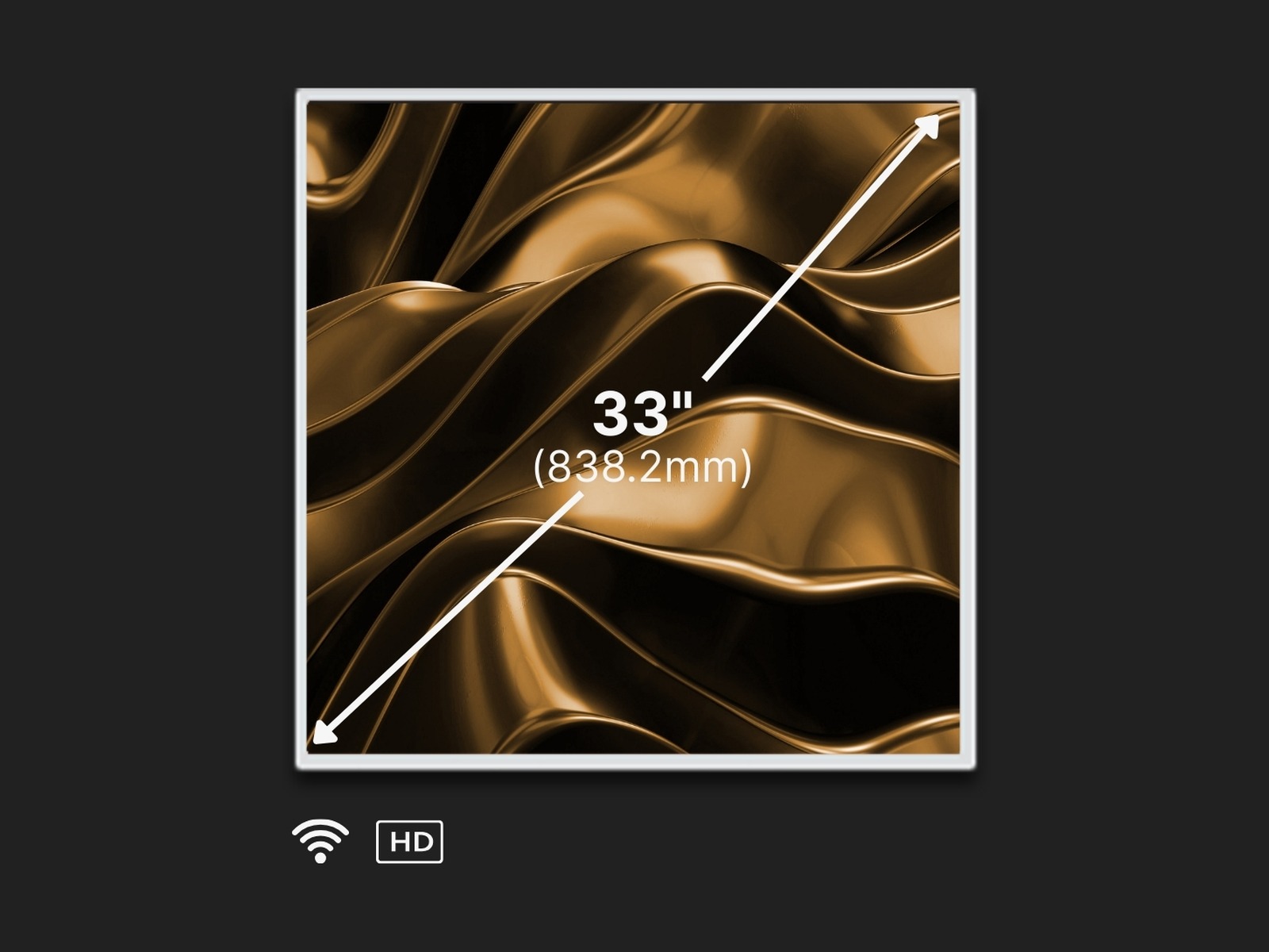 Videri SparkQ+ square Digital Canvas shown with sample artwork on screen.
