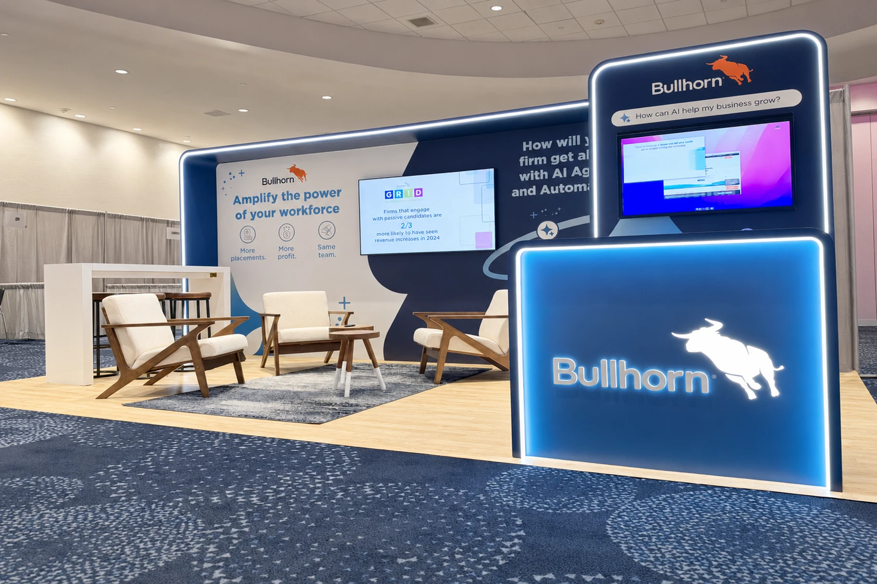 Custom Bullhorn trade show exhibit produced by Insight Exhibits.